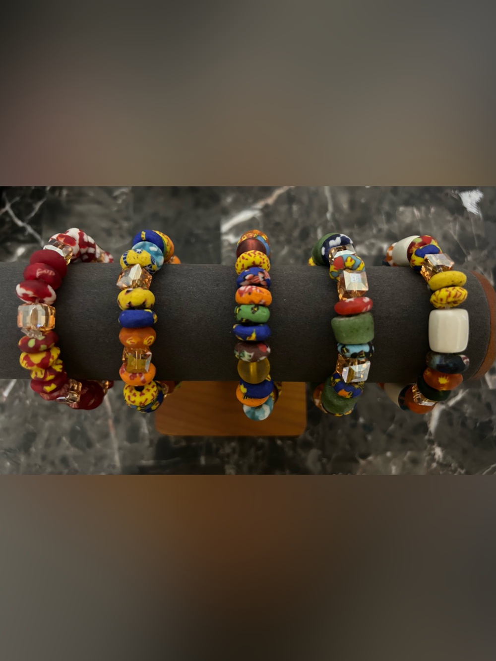 Handmade Multicolor Clay Beaded Stretch Bracelets From Ghana (Pick one) - Picture 6 of 7